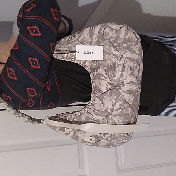 SALE! NWT Jason Wu Woven Nylon Ivory Lizard Print Shoulder Bag - Picture 14 of 15